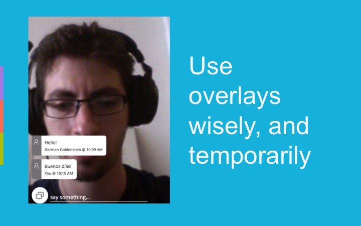 text chat overlays in a WebRTC application