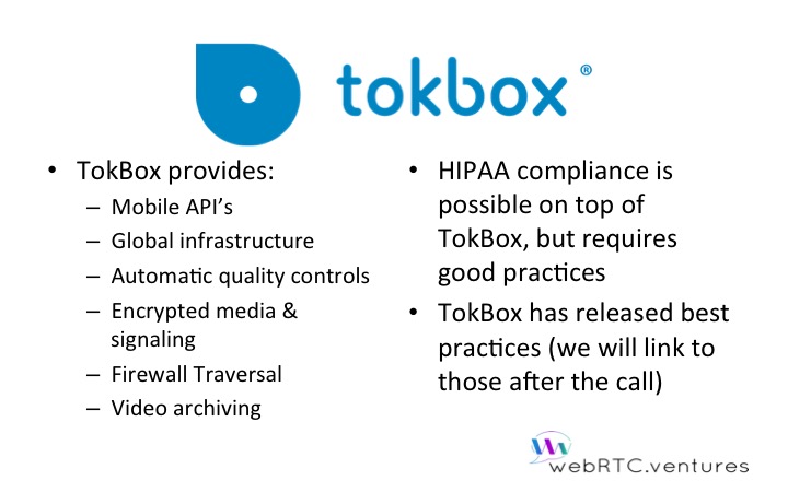 WebRTC development for telehealth with TokBox