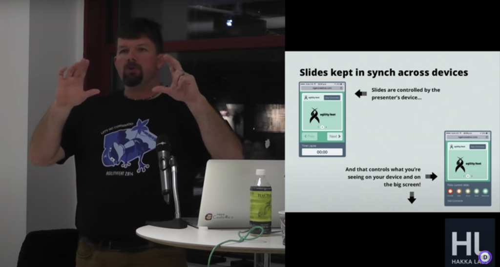 Presenter Arin Sime discusses WebRTC at the NYC Node.js Meetup in 2014