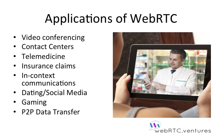 WebRTC has many applications in video conferencing, call centers, telemedicine, P2P gaming, file transfer, etc